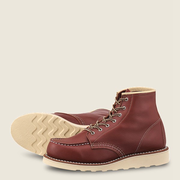 Red Wing Womens 6-inch Classic Moc - Short Atanado Leather - Heritage Boots Burgundy - 4359IHDGC